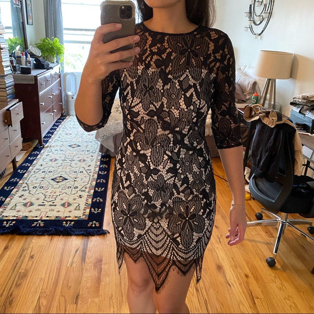 NWT Black lace 3/4 sleeve dress size 14 fits like M/6